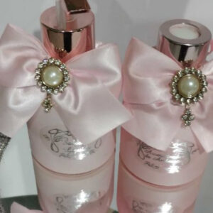 Kit lavabo vidro rosa completo