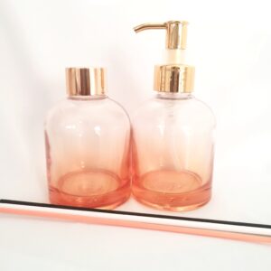 kit lavabo vidro laranja 250ml com saboneteira - Imagem 2